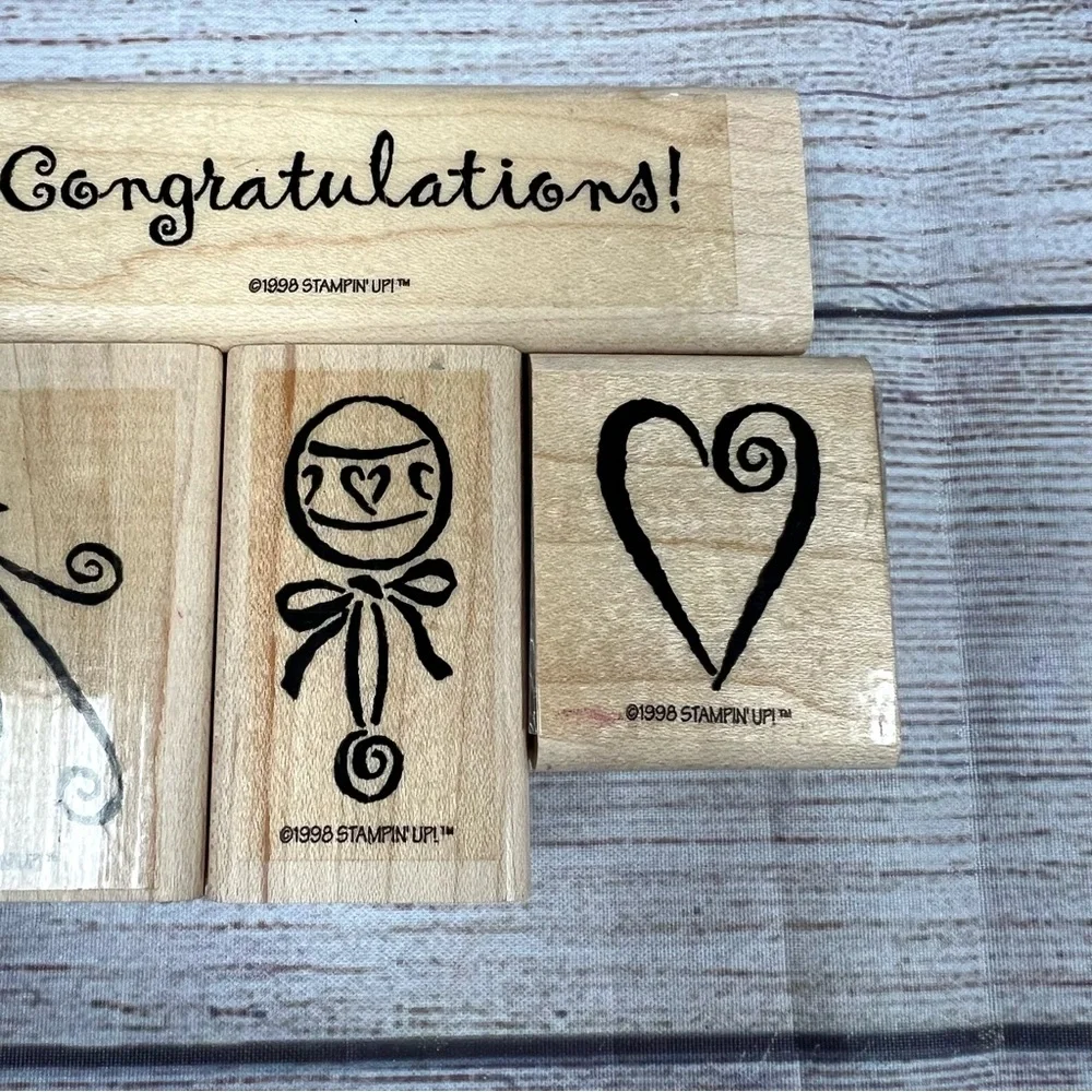 Stampin Up Vintage Special Day Limited Edition 1998 Wood Rubber Stamps Baby
